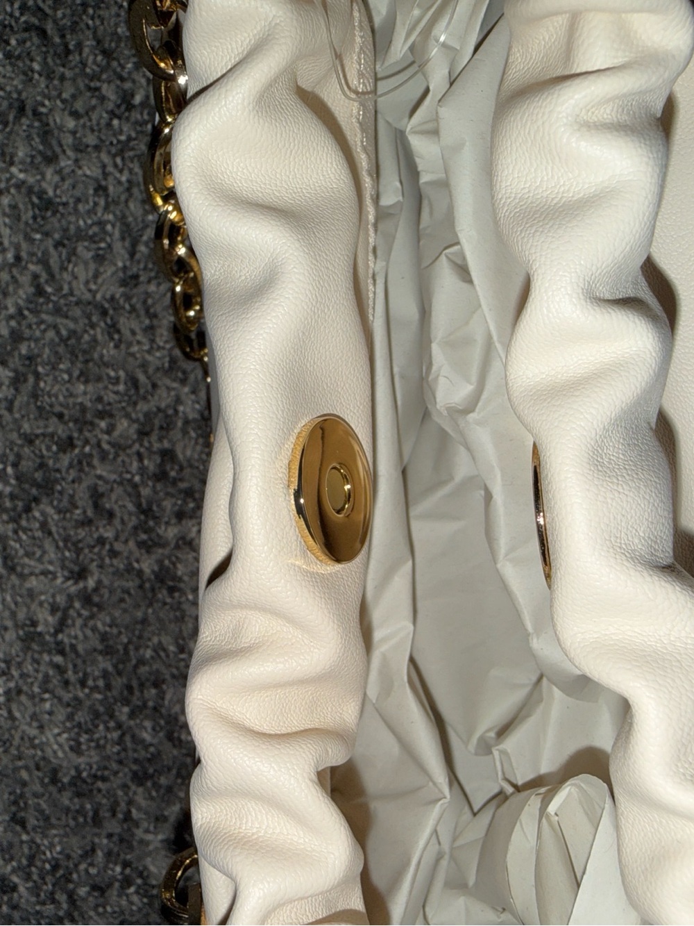 White Women’s Shoulder Bag with Gold Hardware